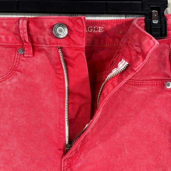 American Eagle SZ 2 Shorts Mid-Rise Stretch Zip-Fly Rear Frayed Hems Pink Wash - Picture 4 of 7